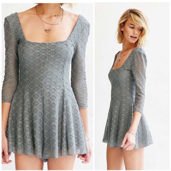 Kimchi Blue Pants - Kimchi Blue Sage Green Lace Skater Romper